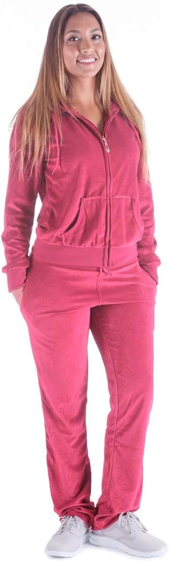 Womens Jogging Suits Sets Running Velour Outfit Zipper Warm Up 2 Pieces Hoodie and Pant Tracksuit