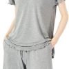 51P2CqZrc3L._AC_SL1275 Soft Bamboo Viscose Pajamas Set for Women Summer Sleepwear Pjs Comfy Short Sleeve Tops Capri Pants Sets