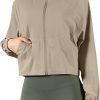 UPF 50+ Workout Jackets for Women Athletic Zip Up Running Jacket Sun Protection Lightweight UPF Cropped Jacket