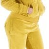 Womens Jogging Suits Sets Running Velour Outfit Zipper Warm Up 2 Pieces Hoodie and Pant Tracksuit