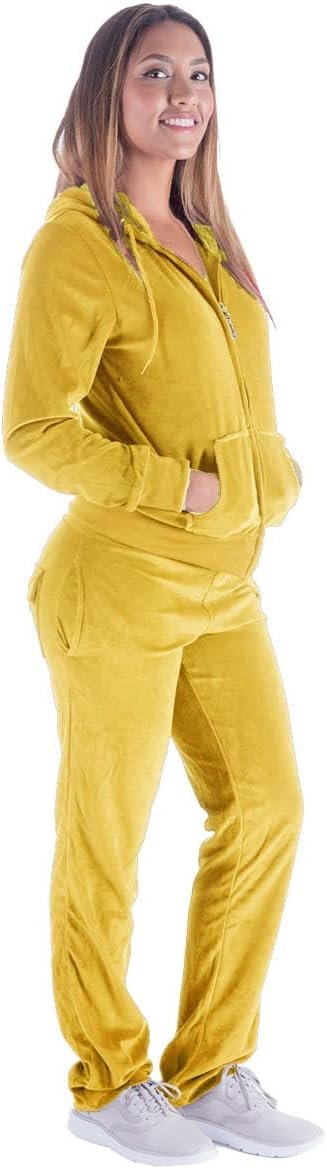 Womens Jogging Suits Sets Running Velour Outfit Zipper Warm Up 2 Pieces Hoodie and Pant Tracksuit