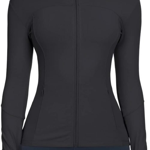 Workout Jackets for Women Full Zip Athletic Running Track Jacket with Pockets Slim Fit Yoga Jacket with Thumb Holes