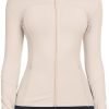 51WwIXx7bOL._AC_SL1500 Workout Jackets for Women Full Zip Athletic Running Track Jacket with Pockets Slim Fit Yoga Jacket with Thumb Holes