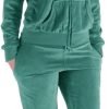Womens Jogging Suits Sets Running Velour Outfit Zipper Warm Up 2 Pieces Hoodie and Pant Tracksuit