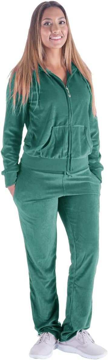 Womens Jogging Suits Sets Running Velour Outfit Zipper Warm Up 2 Pieces Hoodie and Pant Tracksuit
