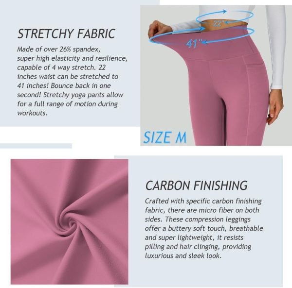 Womens Yoga Leggings Tummy Control Yoga Pants with Pockets High Waist Buttery Soft Workout Leggings