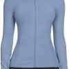 51_aZj2p33L._AC_SL1500 Workout Jackets for Women Full Zip Athletic Running Track Jacket with Pockets Slim Fit Yoga Jacket with Thumb Holes