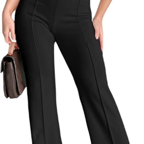 51dw2F29SrL._AC_SL1500 Wide Leg Dress Pants for Women Elastic High Waist Straight Leg Pants Business Casual Pull on Office Work Slacks