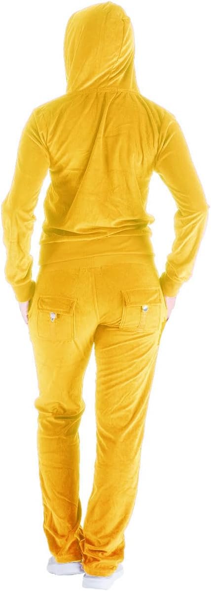 Womens Jogging Suits Sets Running Velour Outfit Zipper Warm Up 2 Pieces Hoodie and Pant Tracksuit