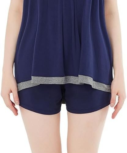 51hpyhGBNlL._AC_SL1500 Pajamas-Set Womens-Bamboo Soft-Sleepwear Vest-Shorts - Super Soft Pjs Set