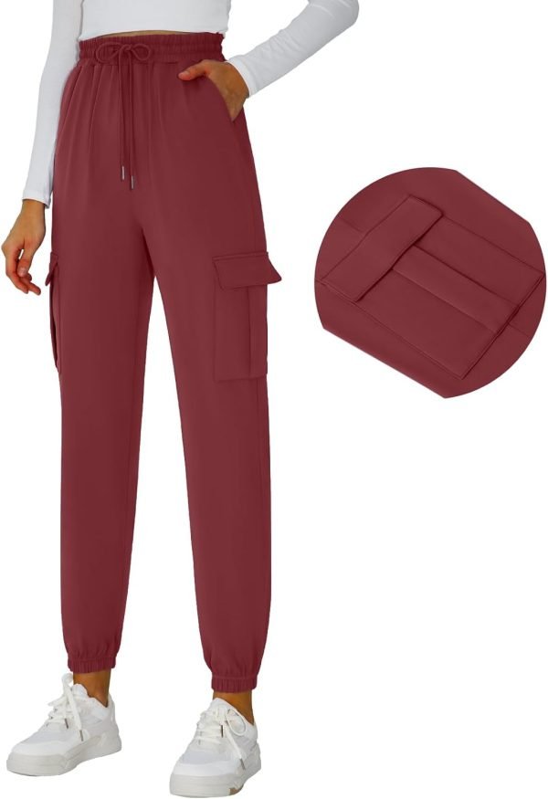 51icAwDDj6L._AC_SL1500 Womens Athletic Pants Knit Cargo Pants Stretchy Hiking Pants Elastic Waist Sweatpants Baggy Soft Joggers