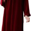 51keSf4p5mL._AC_SL1500 Women's Long Sleeve Nightgown Velvet Sleep Dress Ruffle Crew Neck Mid-length Nightdress