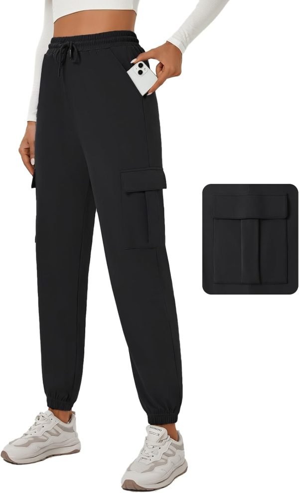 51kihNf-oEL._AC_SL1500 Womens Cargo Pants Stretchy High Waisted Joggers Baggy Casual Drawstring Sweatpants with Pockets Hiking Pant