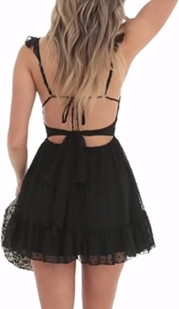 Women Graduation Dress Spaghetti Straps Sleeveless Short Dresses Y2k Low Cut Bodycon Going Out A-Line Mini Dress