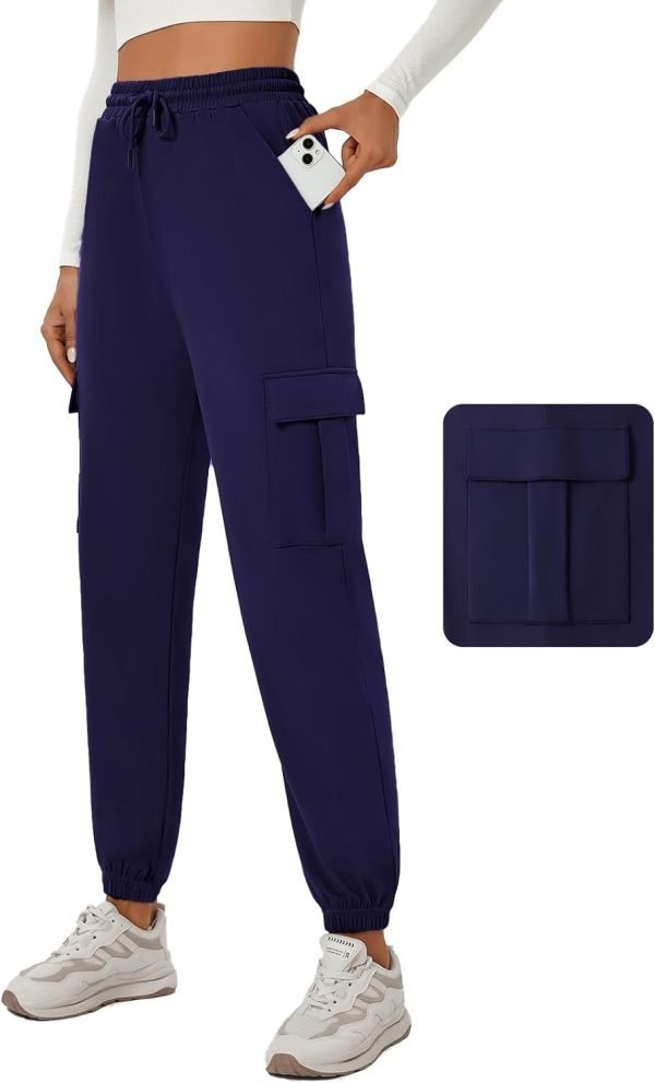 51l8A_udcwL._AC_SL1500 Womens Cargo Pants Stretchy High Waisted Joggers Baggy Casual Drawstring Sweatpants with Pockets Hiking Pant