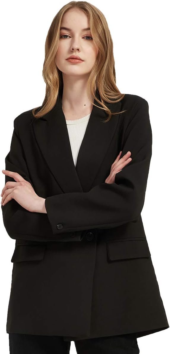 51meVfFv87L._AC_SL1200 Women's Casual Long Sleeve Lapel Oversized Button Work Office Blazer Suit Jacket