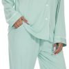 51mlSvoIR1L._AC_SL1400 Womens Bamboo Pajama Set Long Sleeve Button Down, Soft Pj Pants with Pockets, Lightweight Sleepwear Loungewear
