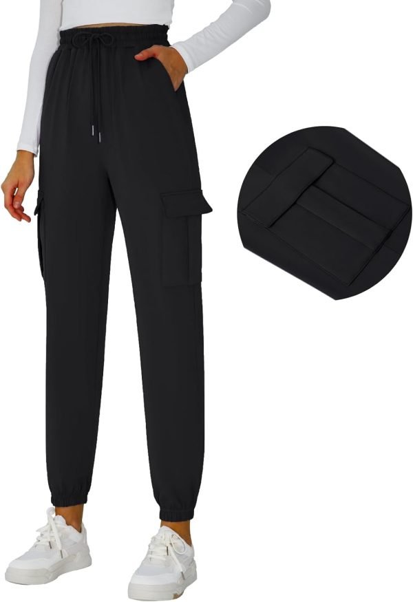 51qtwHRbp3L._AC_SL1500 Womens Athletic Pants Knit Cargo Pants Stretchy Hiking Pants Elastic Waist Sweatpants Baggy Soft Joggers