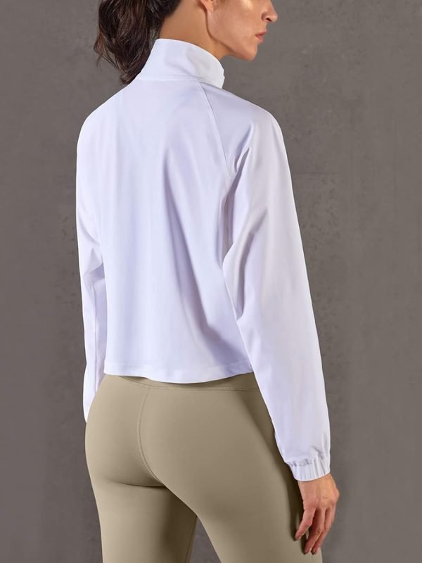 UPF 50+ Workout Jackets for Women Athletic Zip Up Running Jacket Sun Protection Lightweight UPF Cropped Jacket