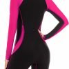 51shdLAcvTL._AC_SL1500 Women Zip Rash Guard Long Sleeve One Piece Splice Swimsuit UPF 50+ Tummy Control Surfing Bathing Suits Boyshort Bottom