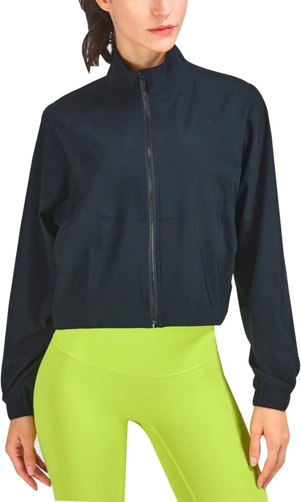 UPF 50+ Workout Jackets for Women Athletic Zip Up Running Jacket Sun Protection Lightweight UPF Cropped Jacket