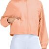 UPF 50+ Workout Jackets for Women Athletic Zip Up Running Jacket Sun Protection Lightweight UPF Cropped Jacket