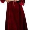 51yx5byPckL._AC_SL1500 Women's Long Sleeve Nightgown Velvet Sleep Dress Ruffle Crew Neck Mid-length Nightdress