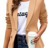 Womens Casual Blazers Long Sleeve Lapel Button Slim Work Office Blazer Jacket