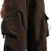 610BYneLSoL._AC_SL1500 Women Cargo Pants Trendy Parachute Pants Elastic Waist Hiking Pants Lightweight Waterproof Baggy Joggers with Pockets
