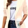 Womens Casual Blazers Long Sleeve Lapel Button Slim Work Office Blazer Jacket