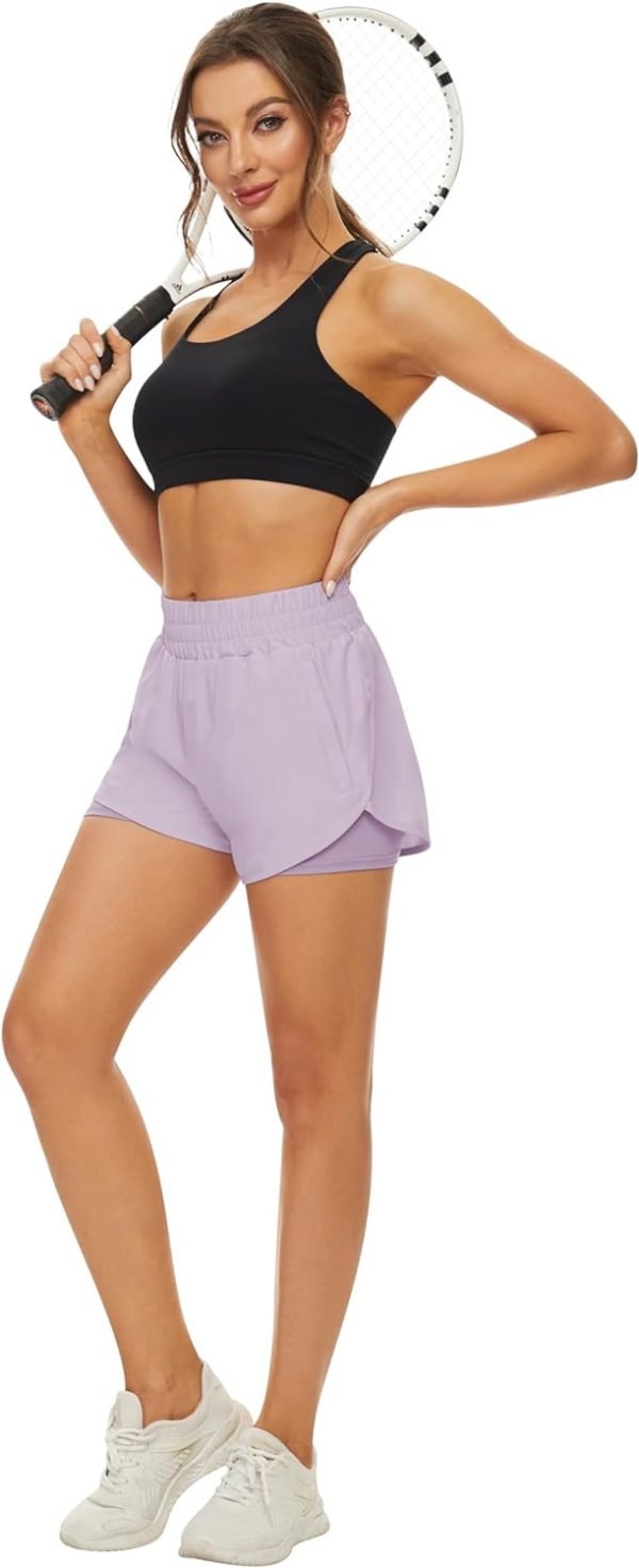 611GCRJSyKL._AC_SL1500 2 Pack Athletic Shorts for Women, Quick Dry Running Shorts with Pockets High Waisted Workout Gym Sports Shorts