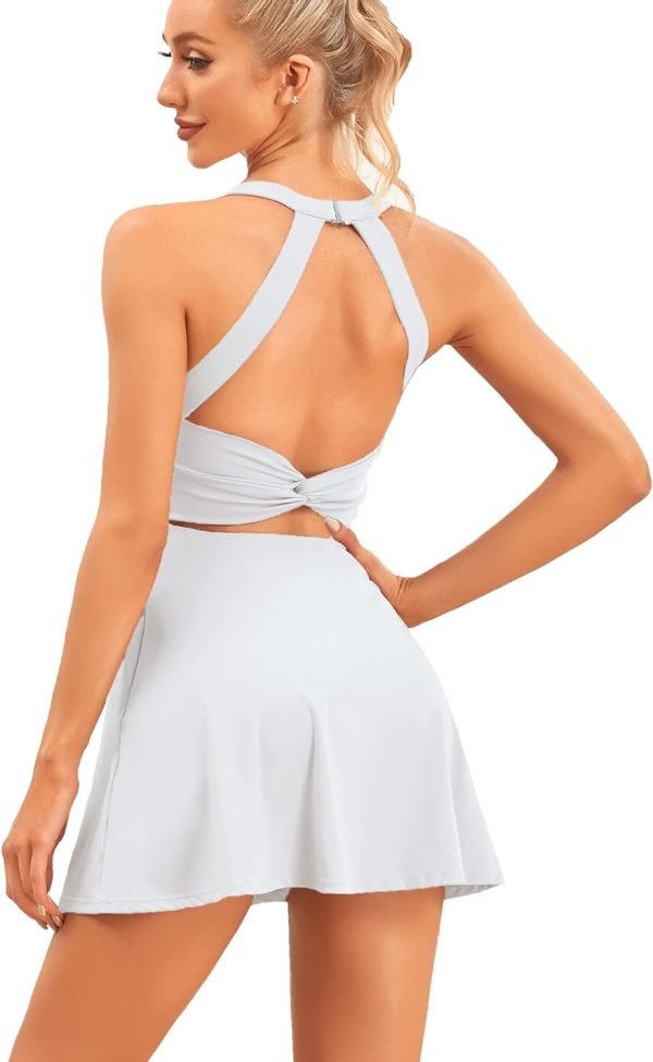 611gjDc1pBL._AC_SL1500 Womens Tennis Dress with Built in Shorts and Bra Workout Dress Golf Athletic Dress for Women