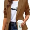 Womens Casual Blazers Long Sleeve Lapel Button Slim Work Office Blazer Jacket