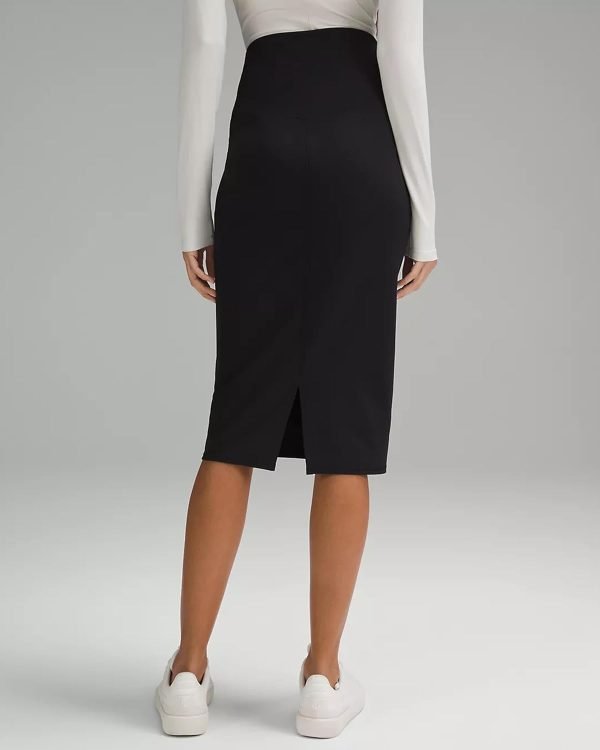 611omQO64iL._AC_SL1500 Women Office Work Pencil Skirts Stretchy High Waist Tummy Control Nylon Midi Bodycon Skirts Below Knee Back Slit