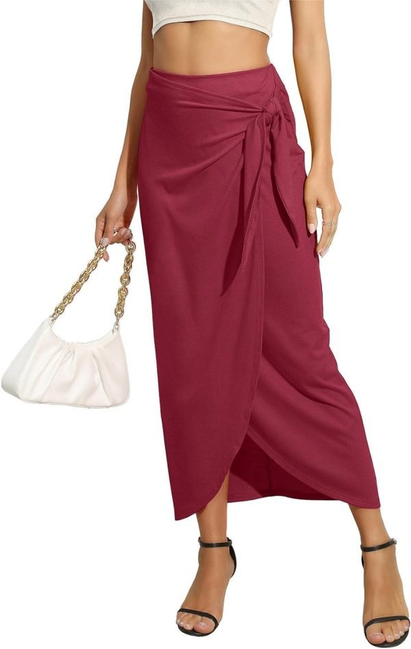 612-knWp2vL._AC_SL1500_dc8916f7-ec57-47e5-9142-ab236e6d97cc Women’s Maxi Skirt High Waist Wrap Pencil Long Skirts for Women Slim Boho Draped Front Bodycon Dresses