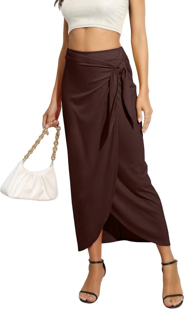 612ZDQiwitL._AC_SL1500_3f8f8646-8a22-46a5-bcad-495848d7e291 Women’s Maxi Skirt High Waist Wrap Pencil Long Skirts for Women Slim Boho Draped Front Bodycon Dresses