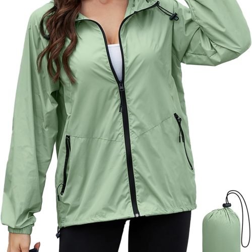 613-EfzBIZL._AC_SL1500 Rain Jacket Women Waterproof Lightweight Jacket With Hood Packable Raincoat with Pockets S-XXL