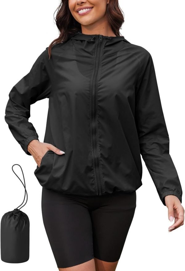 613AsBMIQHL._AC_SL1500 Rain Jacket Women Lightweight Waterproof Windbreaker Jacket Hooded Packable Rain Coats for Women Outdoor Raincoat