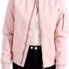 Women's Bomber Jacket Lightweight Varsity Zip Up Coat Casual Long Sleeve Windbreaker