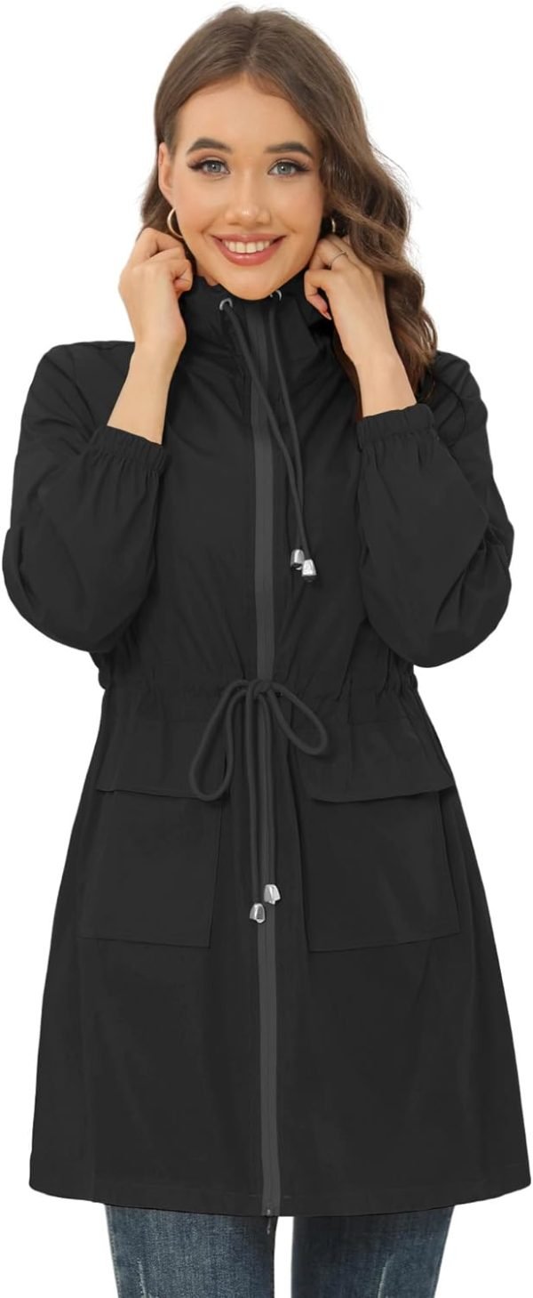 613sDdt-pcL._AC_SL1500 Rain Jacket for Women Waterproof with Hood Active Outdoor Long Rain Coats Packable Raincoat Lightweight Windbreaker