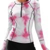 614nLrX3LbL._AC_SL1500 Women Two Piece Rash Guard Long Sleeve Half-Zipper UPF 50 Athletic Surfing Swimsuit