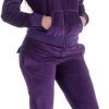 Womens Jogging Suits Sets Running Velour Outfit Zipper Warm Up 2 Pieces Hoodie and Pant Tracksuit