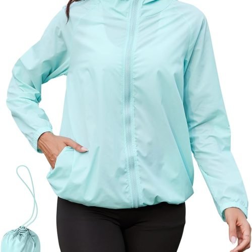 614xZWXwitL._AC_SL1500 Rain Jacket Women Lightweight Waterproof Windbreaker Jacket Hooded Packable Rain Coats for Women Outdoor Raincoat