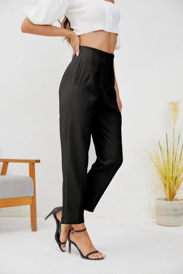 615f4SNDzzL._AC_SL1500 Women's High Waisted Business Trousers Straight Leg Pleated Office Slacks Pants