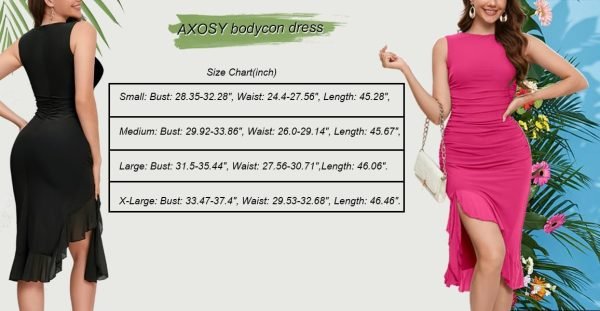 Women's Midi Bodycon Dress Summer Sleeveless Ruffle Mermaid Dress Cocktail Party Tank Dresses for Wedding Guest