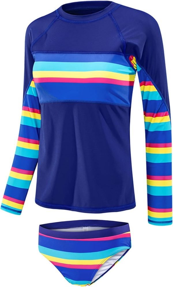 617Vmdb9woL._AC_SL1500 Women's Long Sleeves Rash Guard Athletic Swim Aztec Tankini Sets Swimsuit
