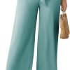 Womens Wide Leg Lounge Pants High Waisted Business Work Casual Pants Adjustable Tie Knot Loose Trousers with Pocket