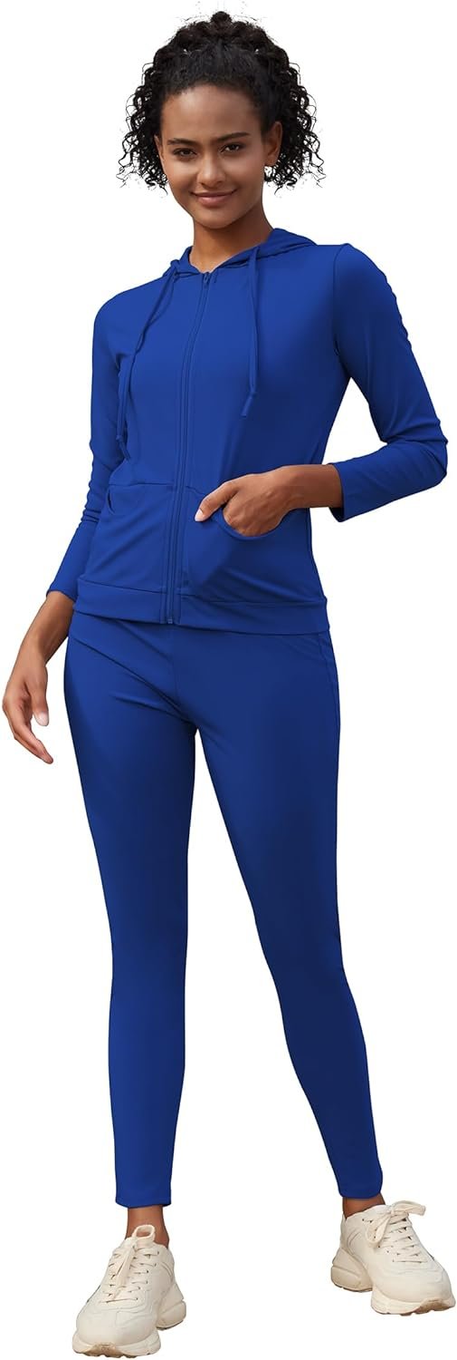 618eMIPE5aL._AC_SL1500 Active Wear Sets for Women -Workout Clothes Gym Wear TracksuitsYoga Jogging Track Outfit Legging Jacket 2 Pieces Set