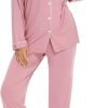 619J2T2PUAL._AC_SL1500 Pajamas Set Long Sleeve Womens Button Down Sleepwear Two Piece Nightwear Soft Pj Lounge Sets S-XXL