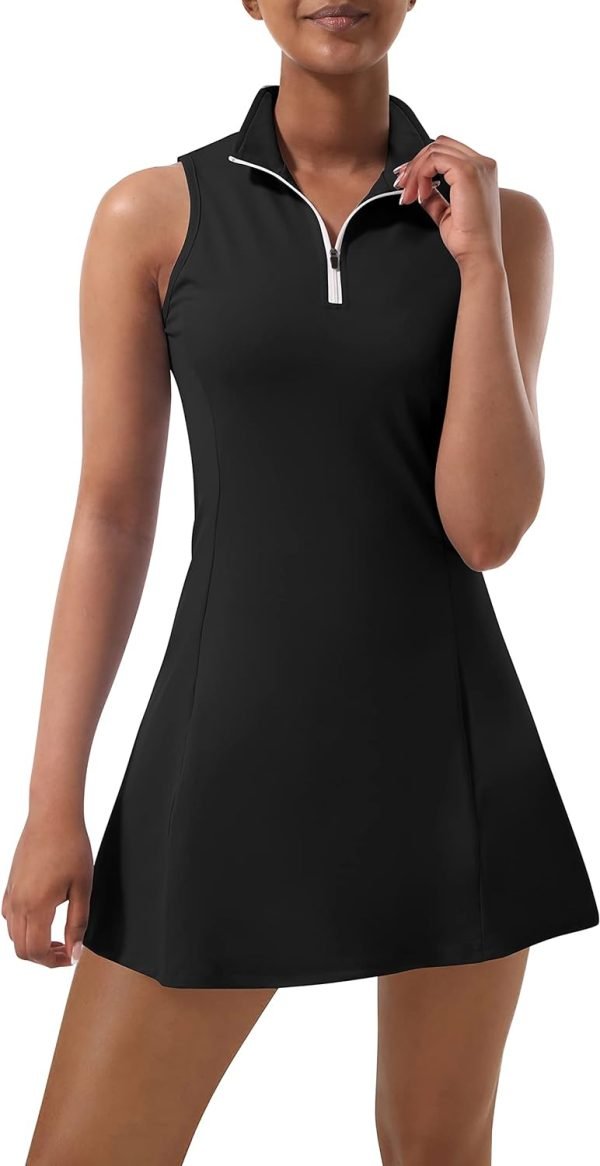 61BGpi8URpL._AC_SL1500 Tennis Dress for Women, Tennis Golf Dresses with Built in Shorts and Pockets for Sleeveless Workout Athletic Dresses
